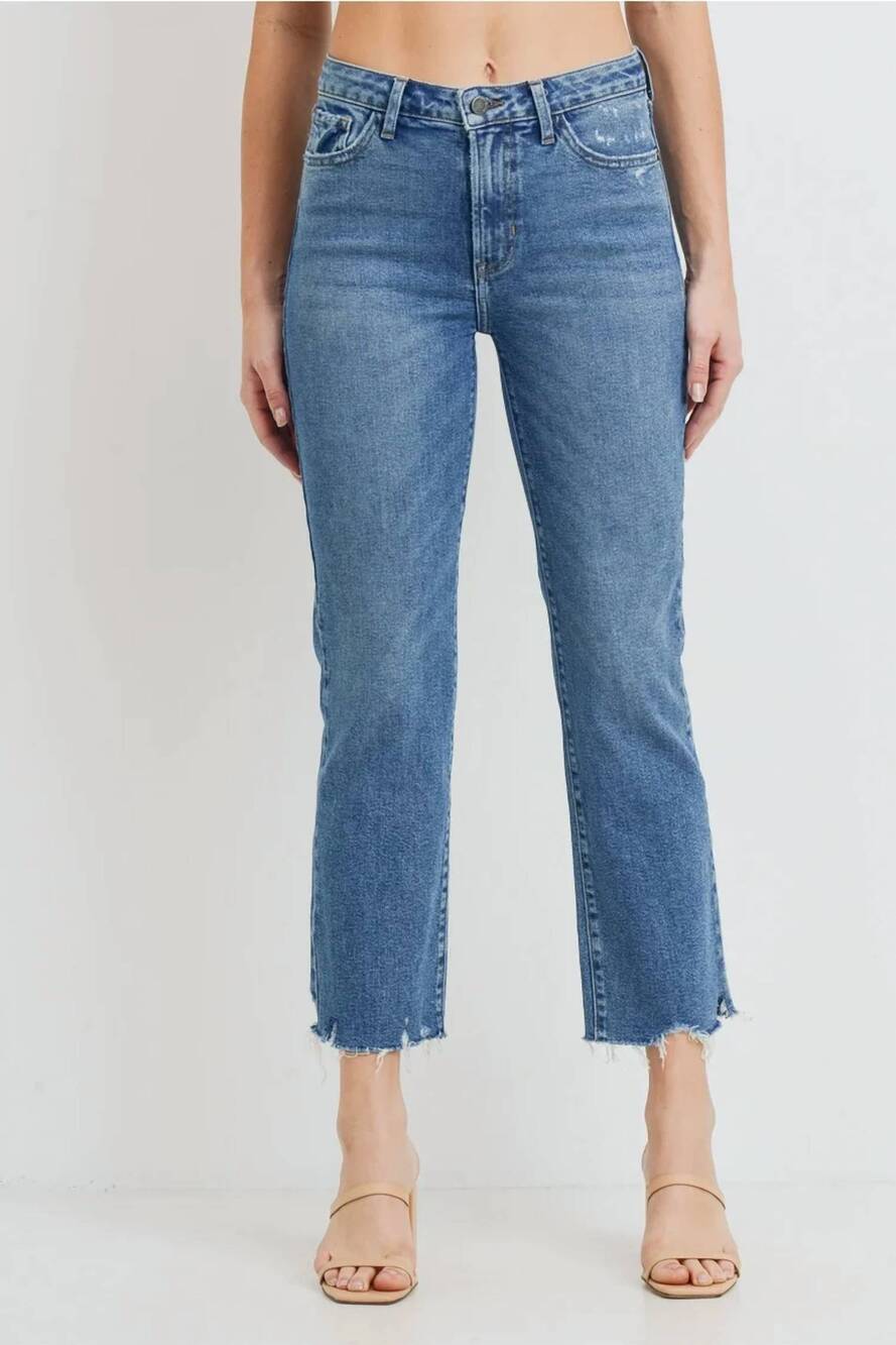 NEW JUST BLACK DENIM high rise straight jeans in vintage washed